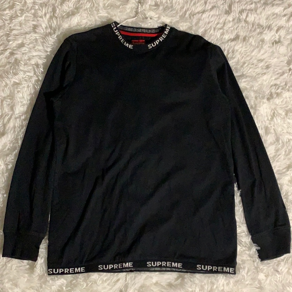 Supreme - Logo Rib L/S Tee BLACK 2014
